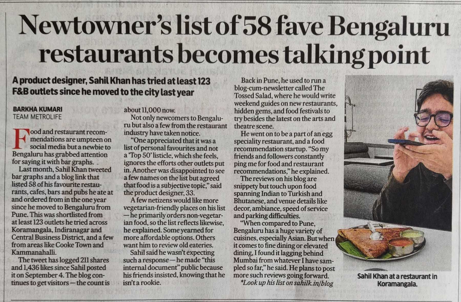 Bangalore places I like to eat at and order from [2023 Edition] — Sahil ...
